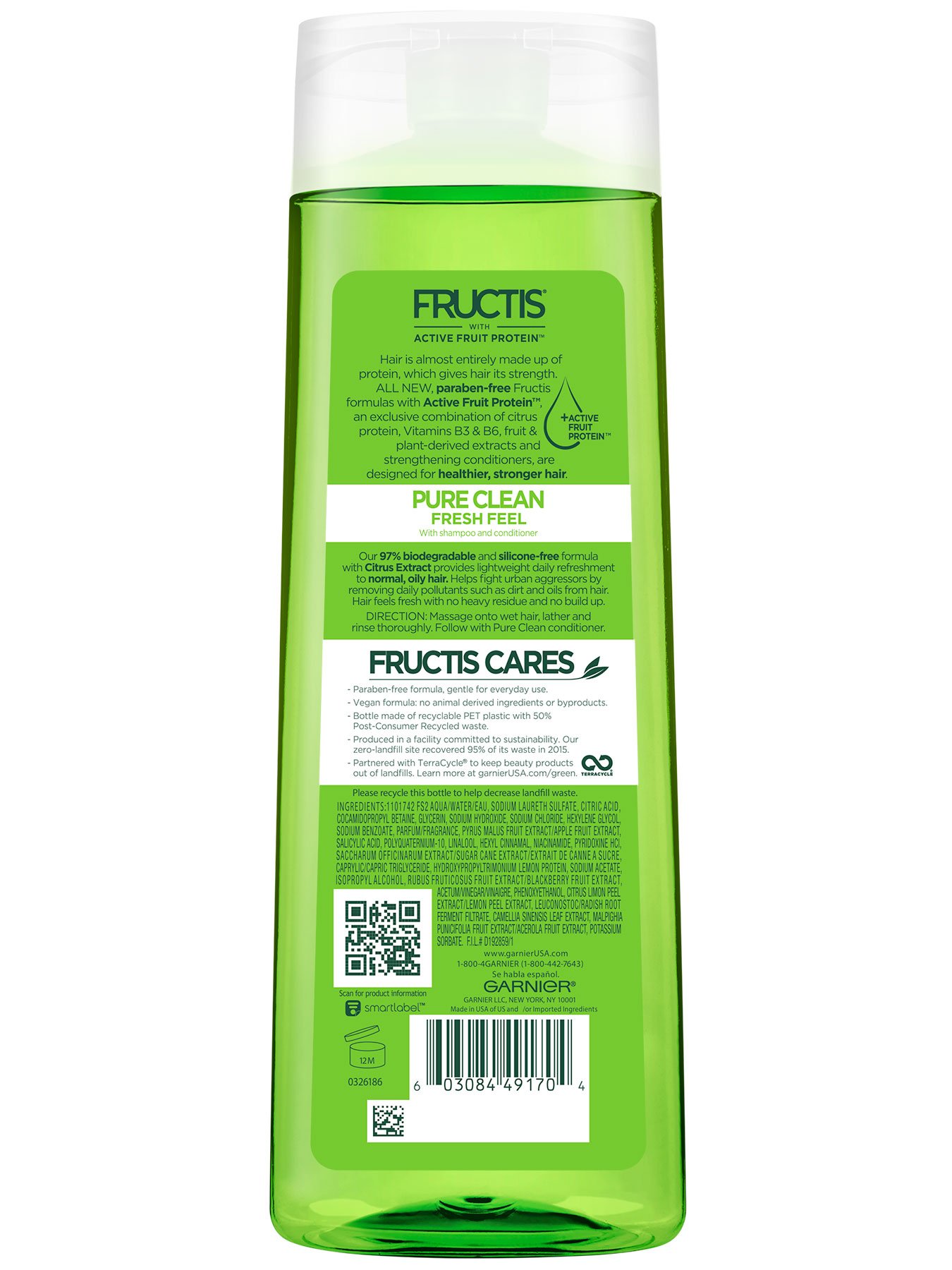Garnier Fructis Pure Clean Dry Shampoo Back Of Bottle